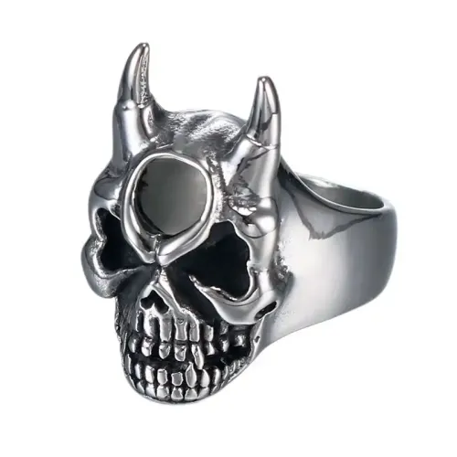 RTM578 Men's Titanium Stainless Steel Skull Ring Punk Style Fashion Jewelry