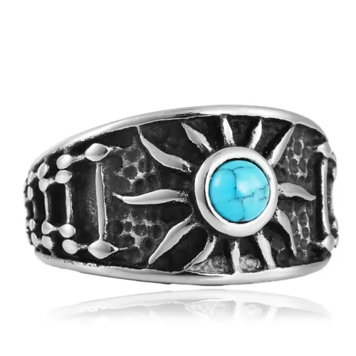 RTM1581 Multicolor Sun Stone Ring Stainless Steel Jewelry for Men & Women