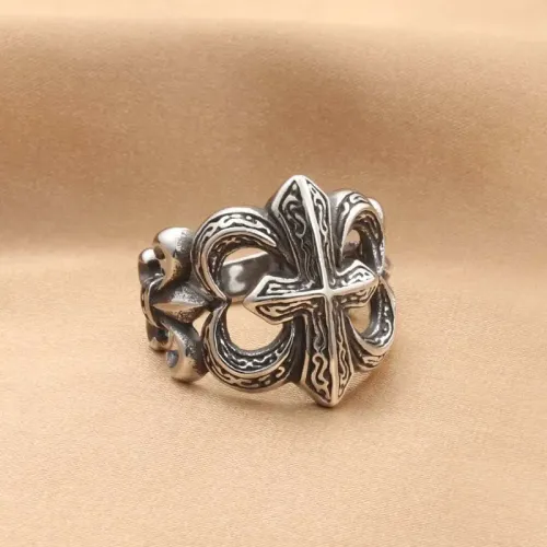 RTM1524 Stainless Steel Cross Flower Ring Elegant Jewelry for Every Occasion