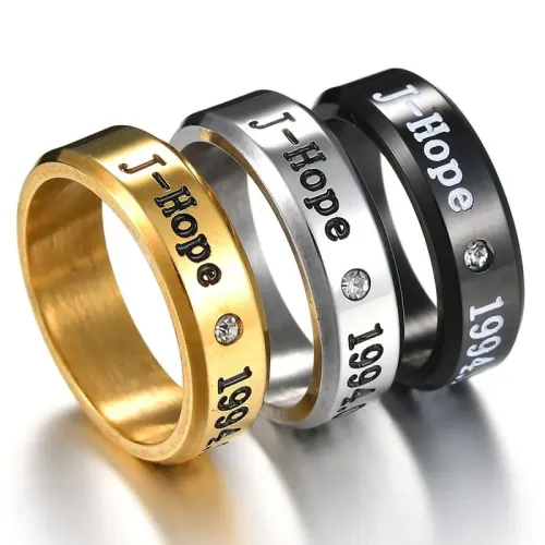 RTM2619 Jung Hoseok J-HOPE Inspired Diamond Stainless Steel Ring K-Pop Fashion
