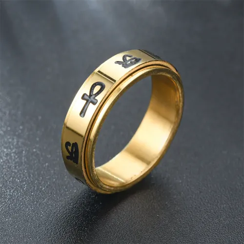 RTM2866 Lovely Cross & Eye of Horus Rotatable Ring Affordable Luxury Jewelry