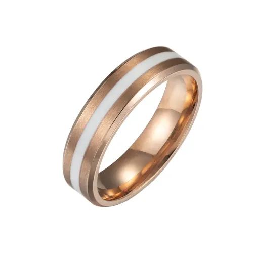 RTM1290 Elegant 6MM Rose Gold Stainless Steel Ring with Drip Oil Detail Chic Jewelry