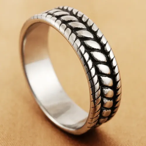 RTM1575 Twist Rope Ring Stainless Steel Jewelry for Men & Women