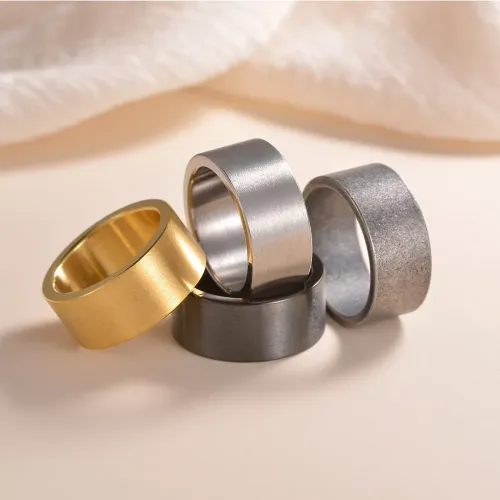 RTM1280 10MM Wide Matte Stainless Steel Large Ring Men's Luxury Jewelry