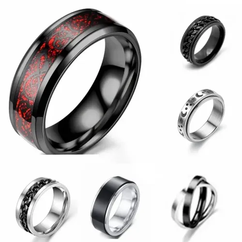 RTM981 Rotatable Stainless Steel Couple Ring for Men Pressure Relief & Comfort