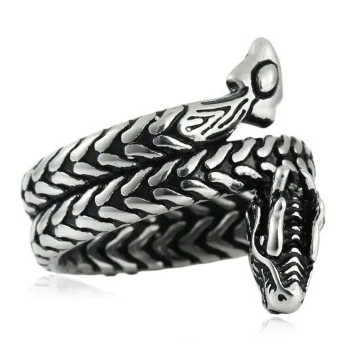 RTM1583 Stainless Steel Dragon Ring Exotic Animal Jewelry for Men