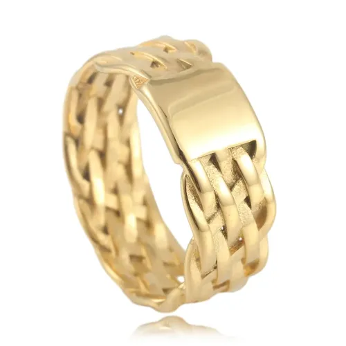 RTM1619 Braided Mesh Ring in Stainless Steel Sleek and Stylish Woven Jewelry