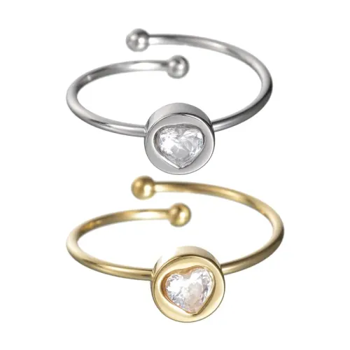 RTM2544 Stainless Steel Love Zircon Open Ring Couples' Style Band