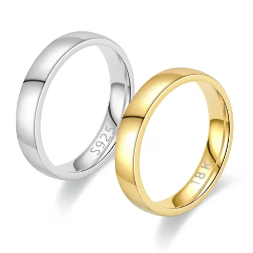 RTM920 18K Stainless Steel Plain Couple Rings Elegant Female Tail Ring Set