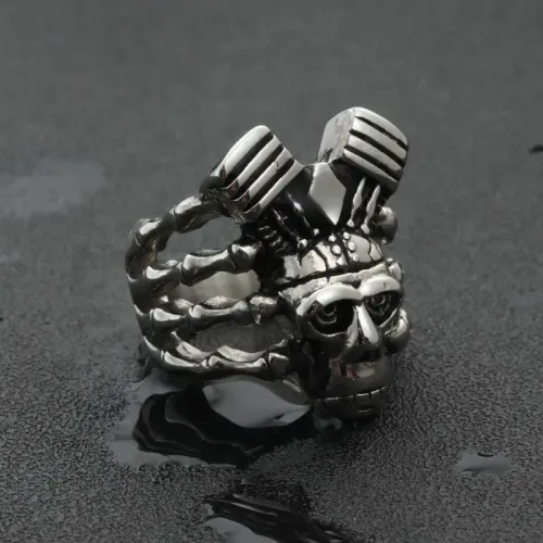 RTM1915 Punk Skull Ring Tribal Design Stainless Steel Jewelry for Men