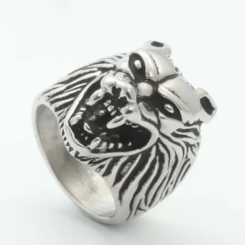 RTM2026 Wolf Head Ring Punk Stainless Steel Jewelry for Men