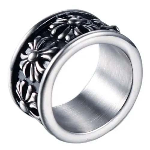 RTM510 Titanium Steel Cross Couple Rings Trendy Brand Finger Jewelry