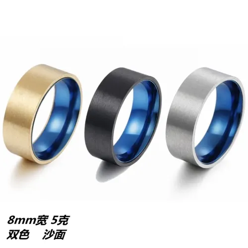 RTM1336 Two-Tone Men's Stainless Steel Ring Electroplated Frosted Fashion Jewelry