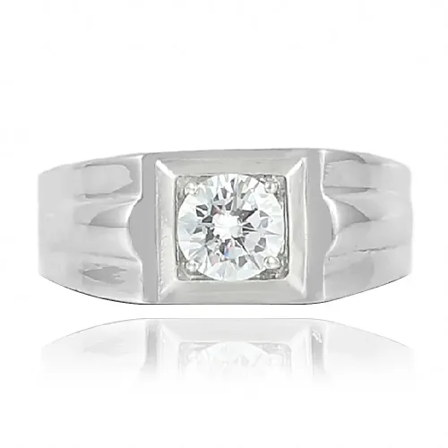 RTM1659 Elegant Korean White Stone Inlaid Gemstone Ring Stainless Steel for Women