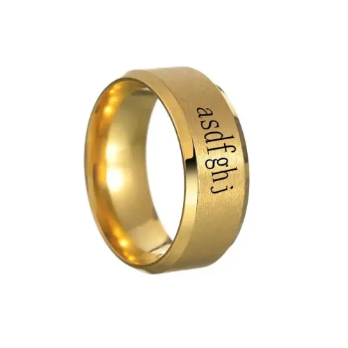 RTM2612 18K Gold Bevel Brushed Rings Unisex Stainless Steel Bands for Men & Women