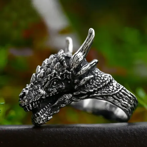 RTM2357 Zodiac Dragon Stainless Steel Ring Chinese Astrology Men's Jewelry