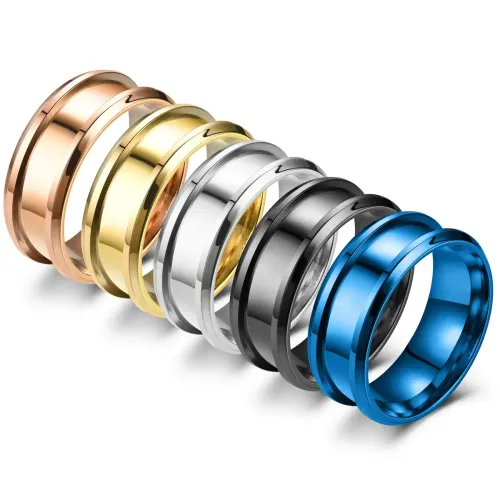 RTM2658 8MM Bevel Edge Slotted Ring Sleek & Modern Design for Everyday Wear