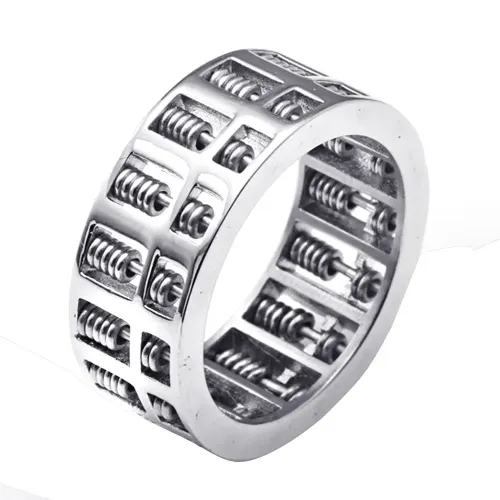 RTM2155 Punk Stainless Steel Abacus Ring Rotating Counting Jewelry Accessory