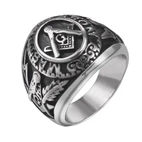 RTM567 Masonic Men's Ring Titanium Stainless Steel Freemasonry Jewelry