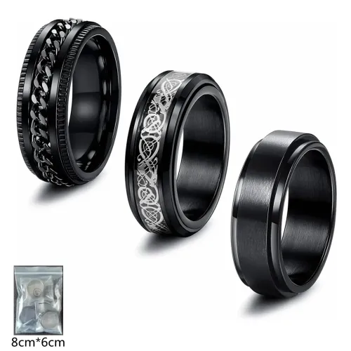 RTM1487 Punk Stainless Steel Rotating Ring Decompression Jewelry for Men