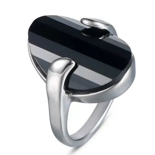 RTM600 Diamond Stainless Steel Ring Elegant Women's Jewelry Piece