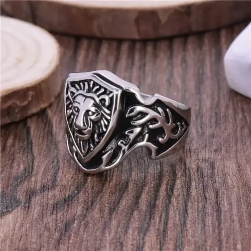RTM430 Men's Lion King Ring Punk Gothic Titanium Steel Lion Head Beast Ring