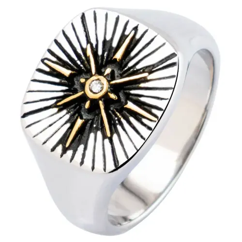 RTM2391 Trek Compass Design Ring Durable Stainless Steel Navigational Jewelry