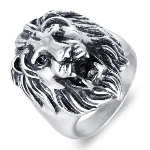 RTM2146 Lion Head Ring for Men Punk Style Stainless Steel Band