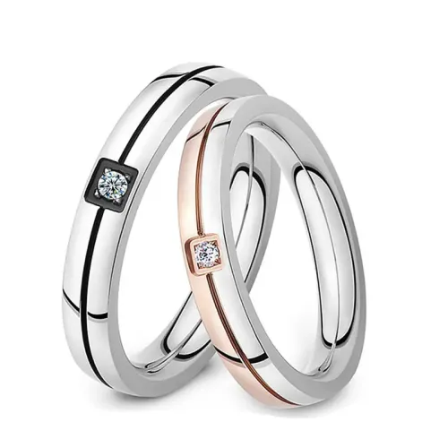 RTM2224 Elegant Stainless Steel Couple Rings for Women Perfect Jewelry Accessory
