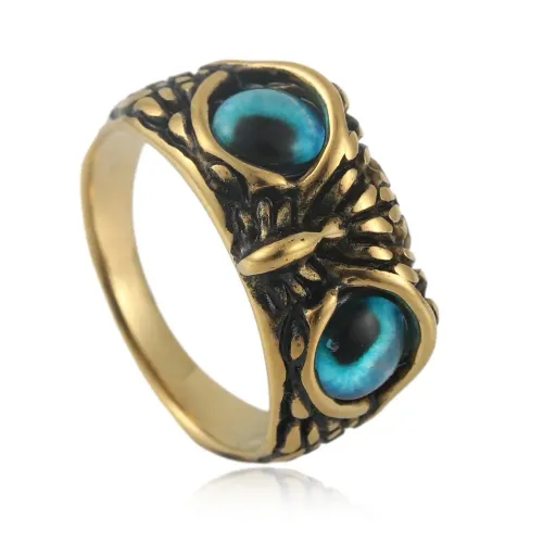 RTM1613 Punk Style Animal Owl Ring in Stainless Steel Unique Men's Jewelry