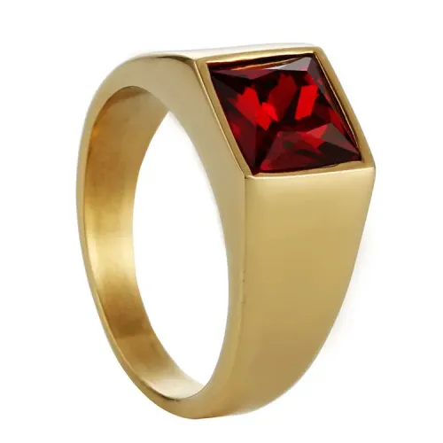RTM1541 Cropunk Women's Stainless Steel Ruby Zirconia Ring Chic Fashion Jewelry