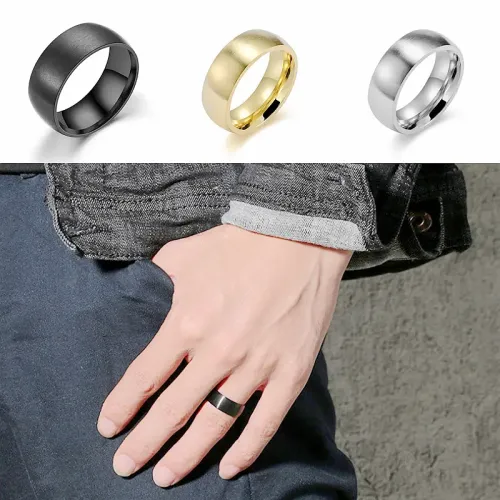 RTM993 Matte Black Brushed Stainless Steel Men's Ring Anti-Scratch & Durable