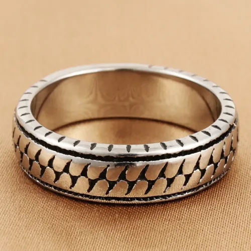 RTM1572 Rattan Flower Ornament Pattern Stainless Steel Ring Elegant Jewelry