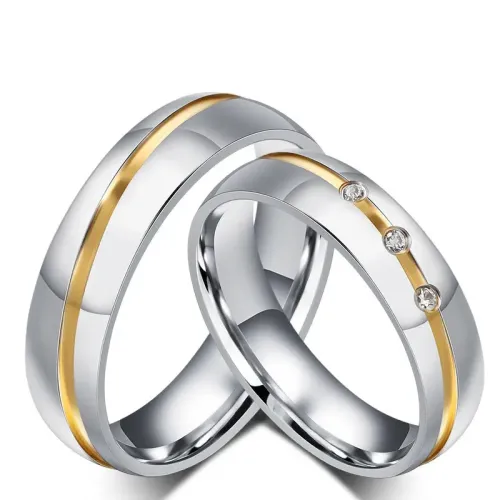 RTM2233 6MM Stainless Steel Couple Rings Exquisite Stacking Jewelry Set