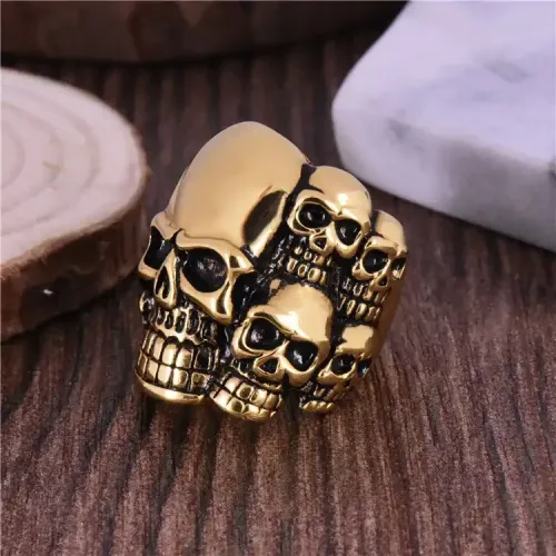 RTM282 Men's Punk Titanium Steel Ring 8 Skull Ghost Design Middle Eastern Jewelry