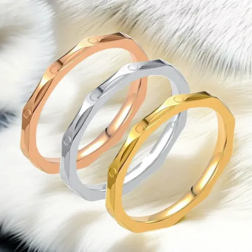 RTM896 Non-Fading Stainless Steel Rhombus Carved Ring Eternal Elegance