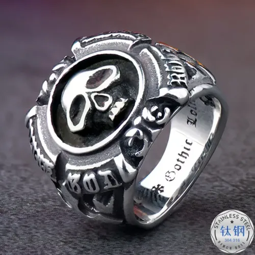 RTM2392 Custom Stainless Steel Men's Ring Punk Skull Design Accessory