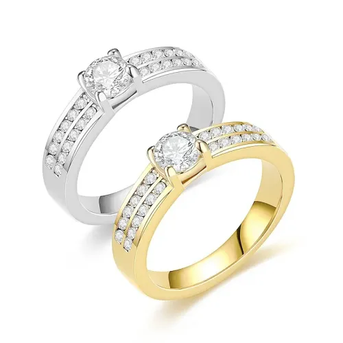 RTM675 Elegant Zircon Diamond Stainless Steel Rings Perfect Couple Jewelry