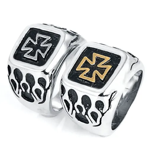 RTM2178 Men's Punk Crow Cross Stainless Steel Ring Edgy Fashion Accessory