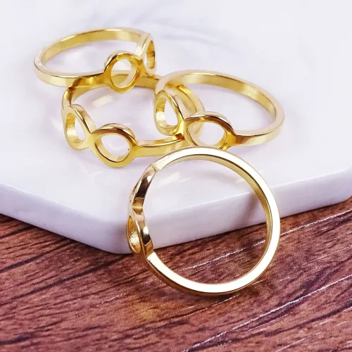 RTM260 18K Gold Titanium Steel Couple's Ring New Dynasty Commemorative Women's Stainless Steel Jewelry