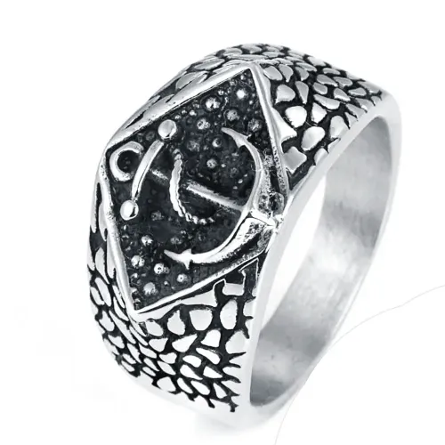 RTM2174 Pirate Ship Anchor Design Ring Durable Stainless Steel Men's Jewelry