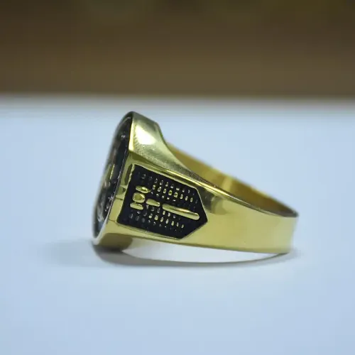 RTM253 Gold Black Masonic Ring Men's Stainless Steel Religious Jewelry