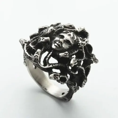 RTM1981 Punk Stainless Steel Snake Head Ring for Girls Edgy Jewelry Accessory