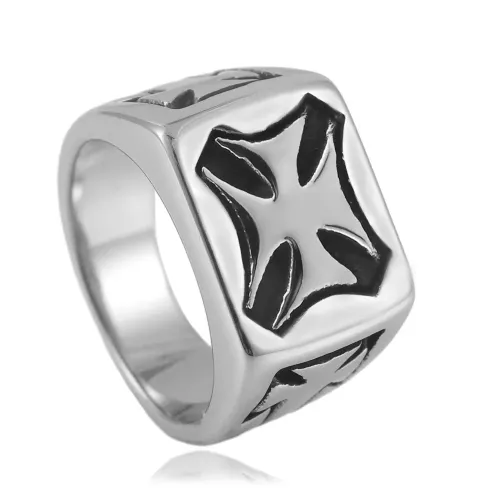 RTM1607 Men's Stainless Steel Cross Ring Stylish & Durable Religious Jewelry