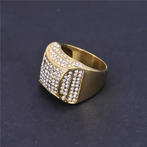 RTM360 Men's American Diamond Pyramid Ring Titanium Stainless Steel Bracelet