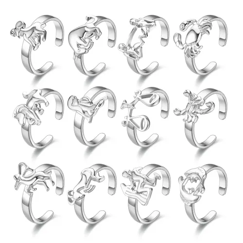 RTM2834 Twelve Zodiac Signs Hydraulic Open Ring New,Adjustable & Astrologically Inspired