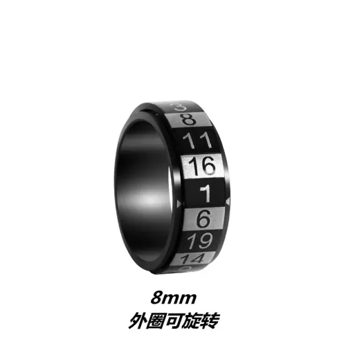 RTM1351 8mm Stainless Steel Rotatable Men's Ring with Arabic Numerals for Stress Relief