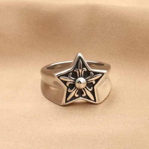 RTM1505 Five Star Flower Stainless Steel Ring Pointed Design Jewelry for Women