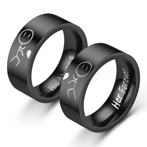 RTM2707 His Always Her Forever Couple Rings Eternal Love Bond Design