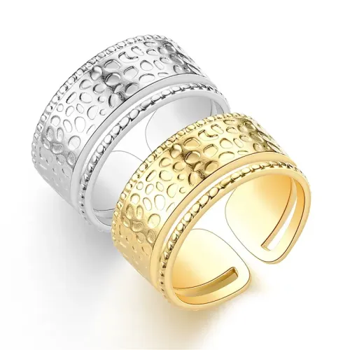 RTM818 Trendy Open Geometric Pattern Ring Stainless Steel Jewelry for Modern Style